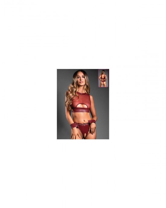 Deri Görünümlü Fantezi Harness Bralet Takımı 8627
